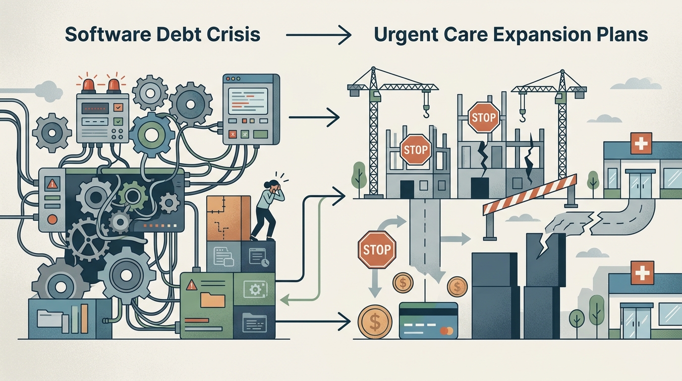 Illustration: Why the Software Debt Crisis Matters for Your Urgent Care Expansion Plans